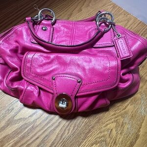 Coach Fuchsia Leather Shoulder Bag